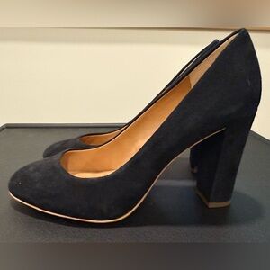 J. Crew Black Heels Block Chunky Pumps Party Office Neutral Feminine